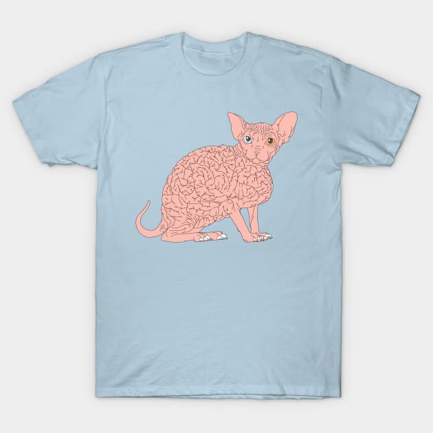 Smart Cat Brain T-Shirt by Aline Eg